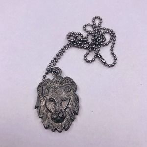 Stainless Steel Ball Chain Necklace Lion Head Charm Stamped EMS 1996